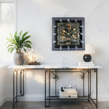 CANADA LINE DESK CLOCK SQUARE (HYBRID WALL) 10 INCH VINTAGE BLACK