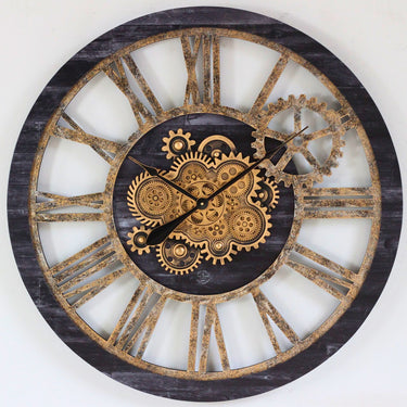 WALL CLOCK 36 INCH VINTAGE BLACK