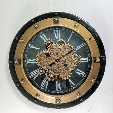 GERMANY LINE WALL CLOCK ROUND 32 INCH "HAMBURG" BRONZE-BLACK