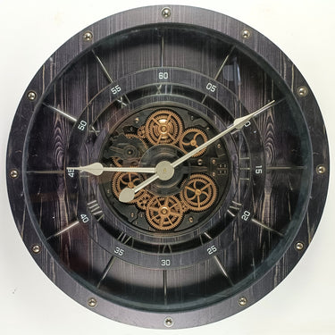 FRANCE LINE WALL CLOCK ROUND 32 INCH VINTAGE BLACK