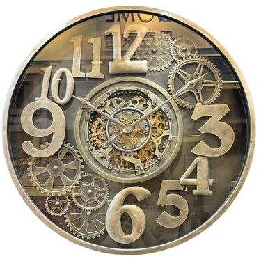 MONACO LINE WALL CLOCK ROUND 40 INCH "FONTVIELLE" BRONZE-BRASS