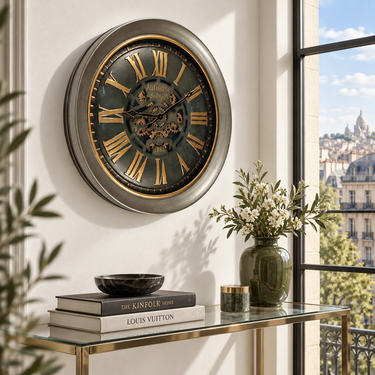 LUXEMBOURG LINE WALL CLOCK ROUND 40 INCH "BUURGLAATZ" BRONZE-ANTIQUE