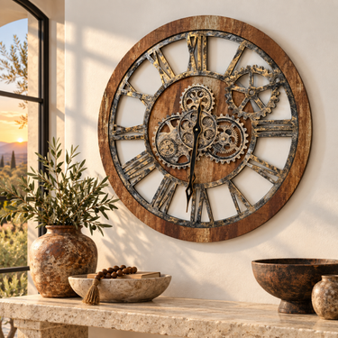 AMERICA LINE WALL CLOCK ROUND 24 INCH VINTAGE BROWN