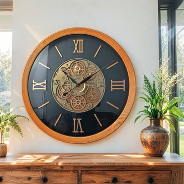 FINLAND LINE WALL CLOCK ROUND 28 INCH "LAHTI" BROWN-BLACK