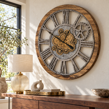 AMERICA LINE WALL CLOCK ROUND 36 INCH WOOD & STONE