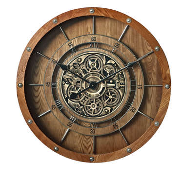 FRANCE LINE WALL CLOCK ROUND 32 INCH VINTAGE BROWN