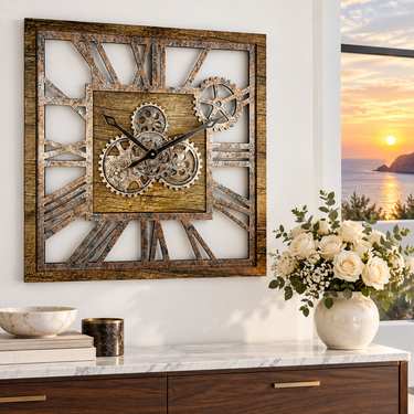 AMERICA LINE WALL CLOCK SQUARE 24 INCH GOLD ANTIQUE