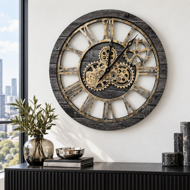 AMERICA LINE WALL CLOCK ROUND 24 INCH CARBON GREY
