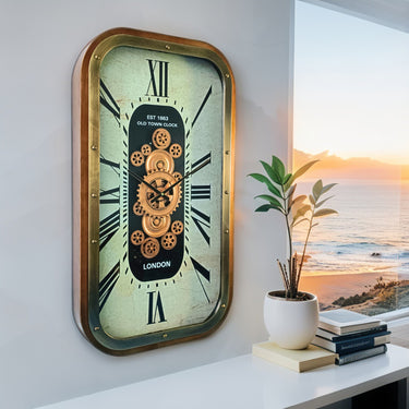 NORWAY LINE WALL CLOCK RECTANGULAR 36 X 20 INCH "OSLO" SILVER-WHITE