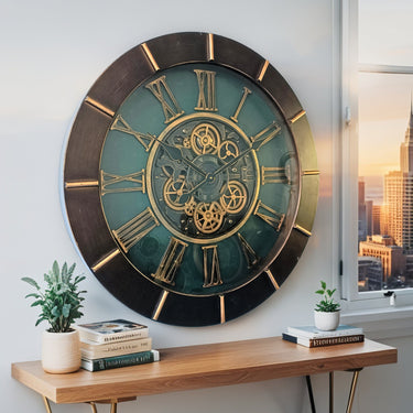 AUSTRIA LINE WALL CLOCK ROUND 24 INCH "LINZ" DARK-BROWN