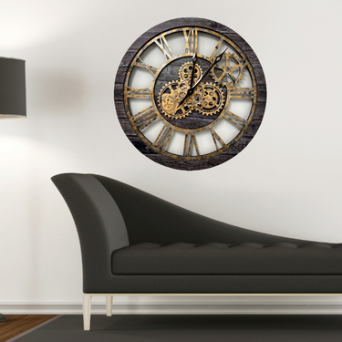 WALL CLOCK 24 INCH CARBON GREY