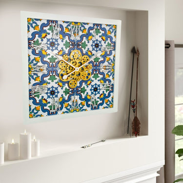 HORLOGE DE BUREAU/MURALE CONVERTIBLE AVEC VRAIS ENGRENAGES MOBILES 10 POUCES VERT AQUA