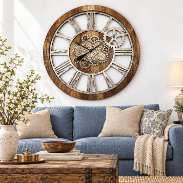 AMERICA LINE WALL CLOCK ROUND 36 INCH VINTAGE BROWN