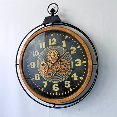 FINLAND LINE WALL CLOCK ROUND 28 INCH "HELSINKI" WOOD-BLACK