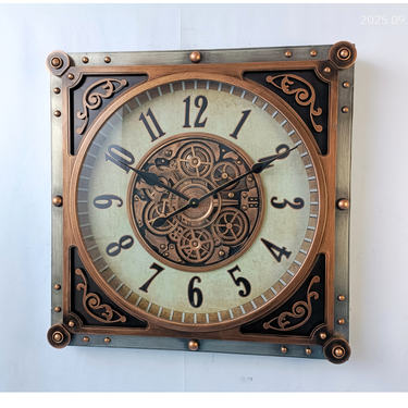 MONACO LINE WALL CLOCK SQUARE 32 INCH "MONTE CARLO" BRASS-IRON