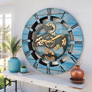 CANADA LINE WALL CLOCK ROUND 24 INCH OCEAN BLUE