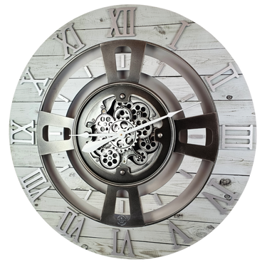 ENGLAND LINE WALL CLOCK ROUND 36 INCH WHITE FARMHOUSE