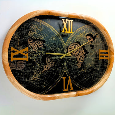PORTUGAL LINE WALL CLOCK OVAL 27 INCH "LISBON" WOOD-BLACK