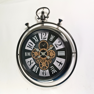 MONACO LINE WALL CLOCK ROUND 24 INCH "MONEGHETTI" SILVER-BLACK