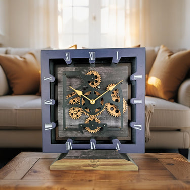 CANADA LINE DESK CLOCK SQUARE (HYBRID WALL) 10 INCH VINTAGE BLACK