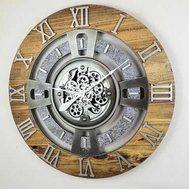 ENGLAND LINE WALL CLOCK ROUND 36 INCH WOOD & STONE