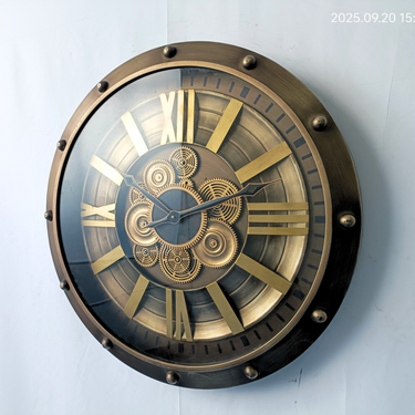 GERMANY LINE WALL CLOCK ROUND 26 INCH "BERLIN" GREY-COPPER"