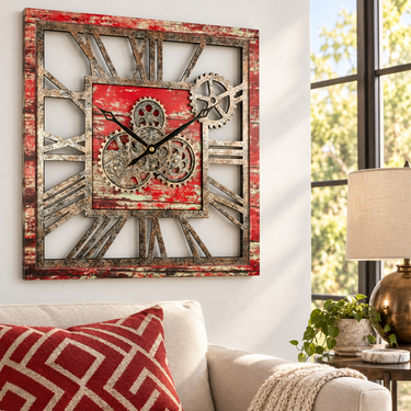 AMERICA LINE WALL CLOCK SQUARE 24 INCH RED LAVA
