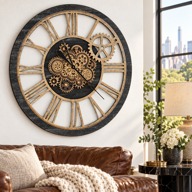 AMERICA LINE WALL CLOCK ROUND 36 INCH VINTAGE BLACK