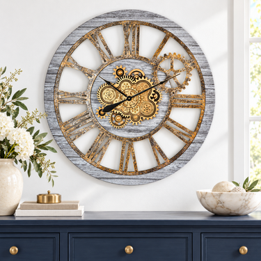 AMERICA LINE WALL CLOCK ROUND 36 INCH SILVER GREY