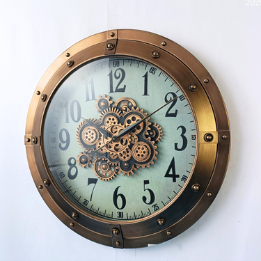 GERMANY LINE WALL CLOCK ROUND 32 INCH "COLOGNE" BRASS-COPPER