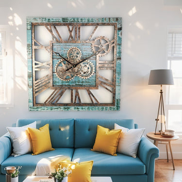 AMERICA LINE WALL CLOCK SQUARE 24 INCH AQUA GREEN