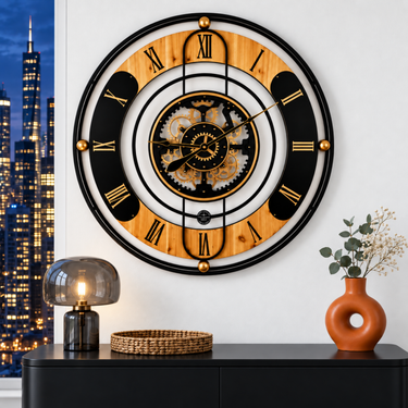SWITZERLAND LINE WALL CLOCK ROUND 36 INCH BLACK