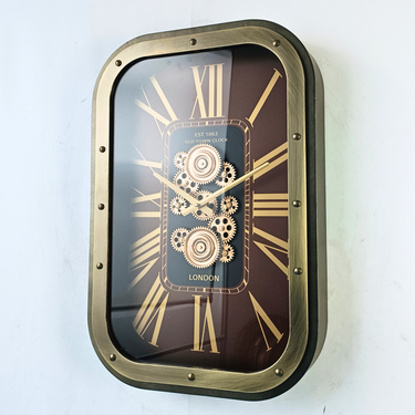 NORWAY LINE WALL CLOCK RECTANGULAR 26 X 18 INCH "DRAMMEN" GOLD-BROWN