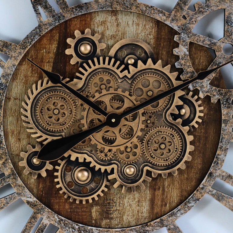 Wall Clock Large, Oversized, Industrial style w/moving gears n.1 USA ...
