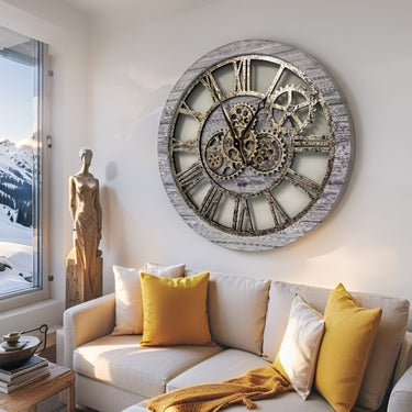 AMERICA LINE WALL CLOCK ROUND 24 INCH SILVER GREY