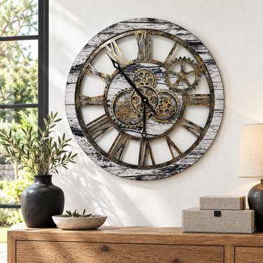 AMERICA LINE WALL CLOCK ROUND 24 INCH GREY & WHITE