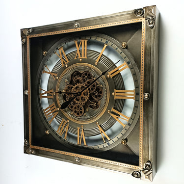 LUXEMBOURG LINE WALL CLOCK SQUARE 32 INCH "BIRKELT" BRONZE-ANTIQUE
