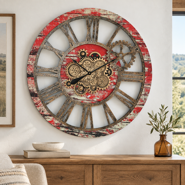 AMERICA LINE WALL CLOCK ROUND 36 INCH RED LAVA