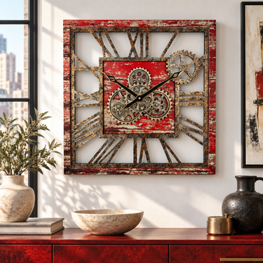 AMERICA LINE WALL CLOCK SQUARE 24 INCH RED LAVA