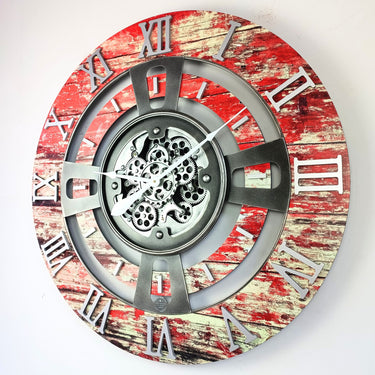 ENGLAND LINE WALL CLOCK ROUND 36 INCH RED LAVA