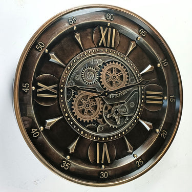 IRELAND LINE WALL CLOCK ROUND 24 INCH "WATERFORD" DARK-BRONZE