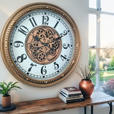 MONACO LINE WALL CLOCK ROUND 26 INCH "LA CONDAMINE" BRASS-WHITE