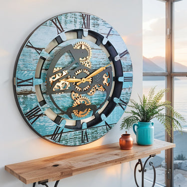 CANADA LINE WALL CLOCK ROUND 24 INCH AQUA GREEN