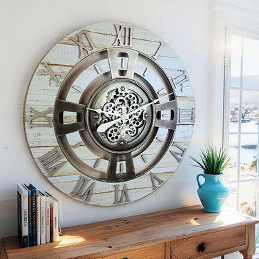 ENGLAND LINE WALL CLOCK ROUND 36 INCH DESERT BEIGE