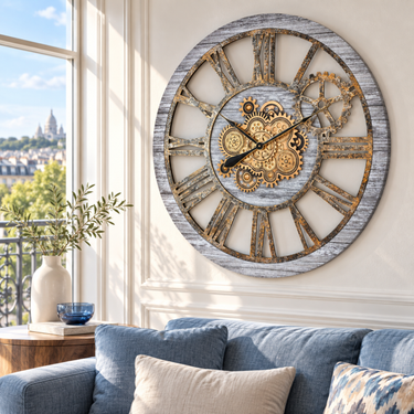 AMERICA LINE WALL CLOCK ROUND 36 INCH SILVER GREY