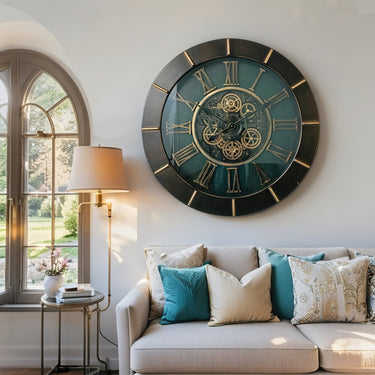 AUSTRIA LINE WALL CLOCK ROUND 24 INCH "LINZ" DARK-BROWN