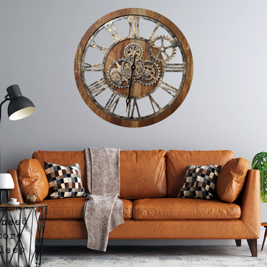 WALL CLOCK 24 INCH VINTAGE BROWN