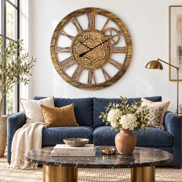 AMERICA LINE WALL CLOCK ROUND 36 INCH GOLD ANTIQUE