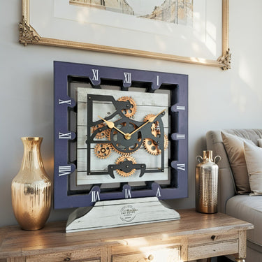 CANADA LINE DESK CLOCK SQUARE (HYBRID WALL) 10 INCH WHITE FARMHOUSE