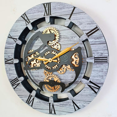 CANADA LINE WALL CLOCK ROUND 24 INCH SILVER GREY